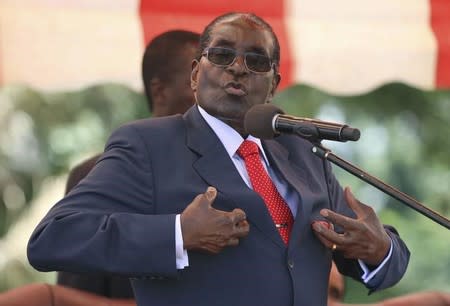 FILE PHOTO: Zimbabwe's President Robert Mugabe addresses the ZANU-PF party's top decision making body, the Politburo, in the capital Harare