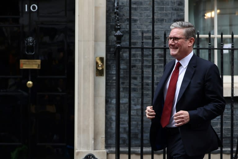The pound got a boost as Labour Party Keir Starmer took over at Number 10 Downing Street, the residence of the British prime minister (HENRY NICHOLLS)