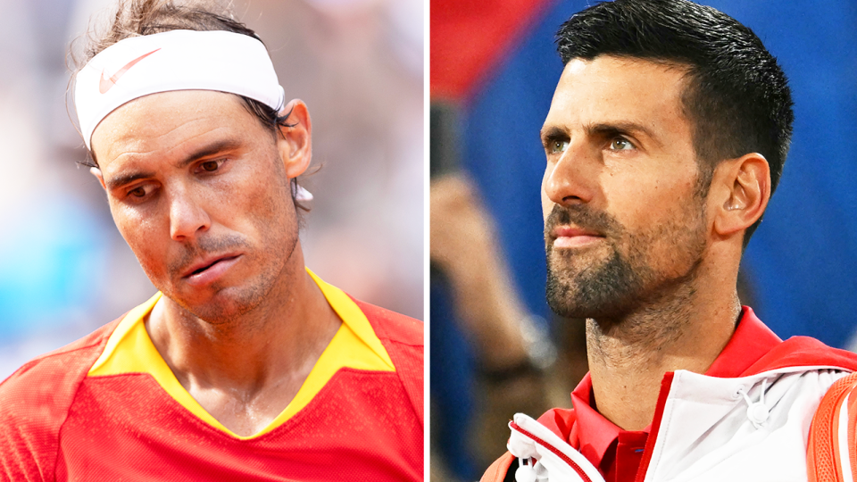 Rafa Nadal (pictured left) will face Novak Djokovic (pictured right) in the second round of the singles Olympics event in Paris, which will be their 60th meeting. (Getty Images)