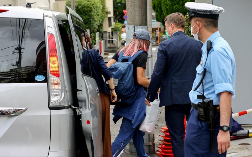 Tsimanouskaya arriving at the Polish embassy in Tokyo - REUTERS