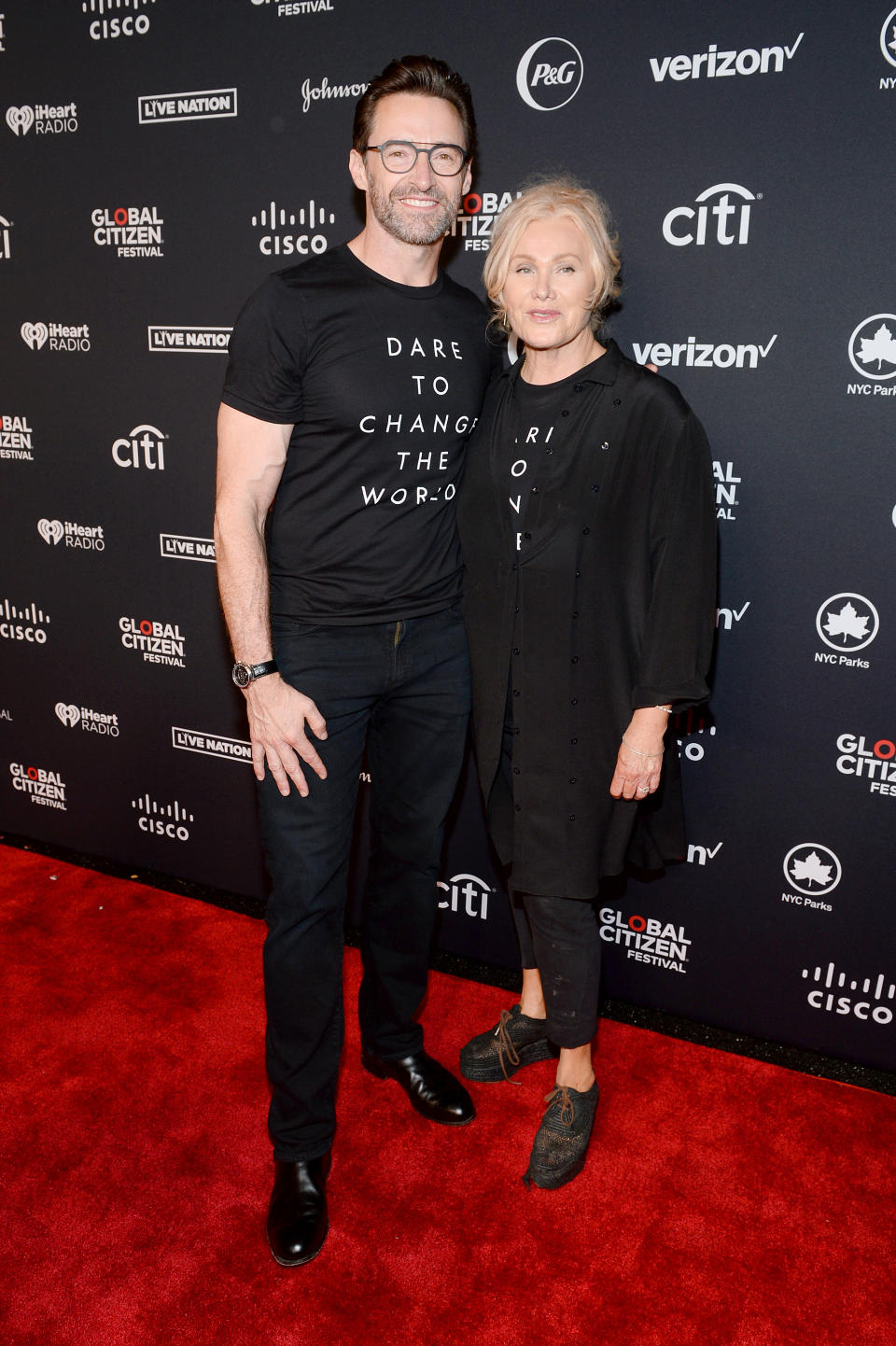 NEW YORK, NEW YORK - SEPTEMBER 28: Hugh Jackman and Deborra-lee Furness attend the 2019 Global Citizen Festival: Power The Movement in Central Park on September 28, 2019 in New York City. (Photo by Noam Galai/Getty Images for Global Citizen)