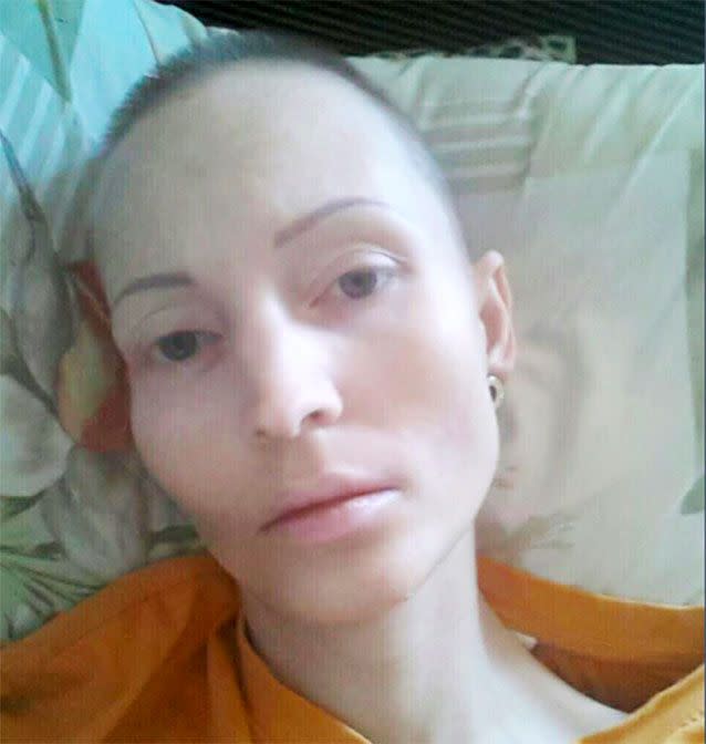 Arina Koltsov posted a selfie during her treatment. Picture: CEN/Arina Koltsova