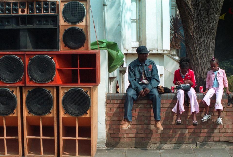 Sound system set up, Notting Hill Carnival, 2014 (Adrian Boot / Urbanimage.tv)