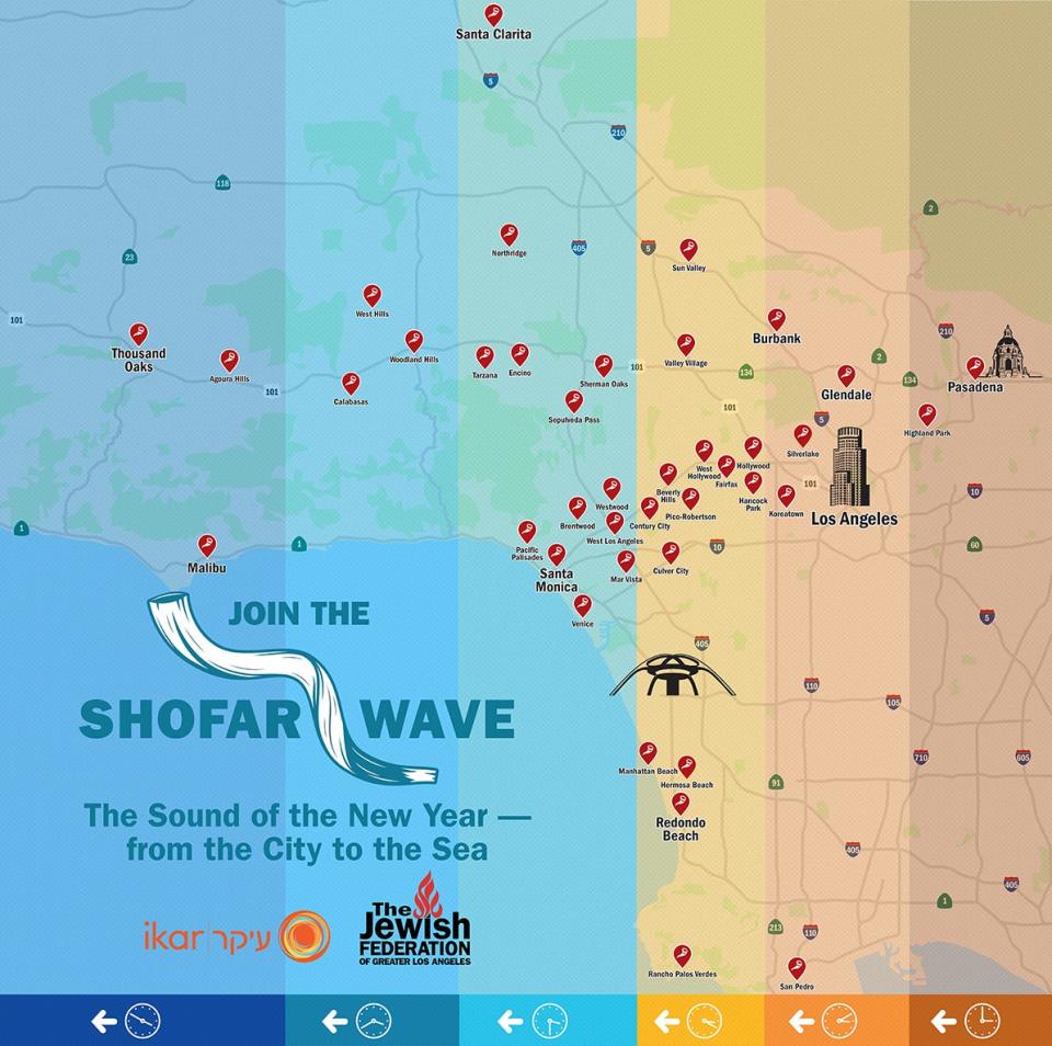 The Jewish Federation of Los Angeles has organized the Shofar Wave, an event that invites people to sound the shofar at different parts of the city at different times on Sunday afternoon.