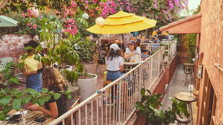 Customers sitting on patio