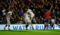 Rugby Union - Scotland v England - RBS Six Nations Championship 2016 - Murrayfield Stadium, Edinburgh, Scotland - 6/2/16 England's Jack Nowell celebrates with team mates after scoring their second try Action Images via Reuters / Lee Smith Livepic