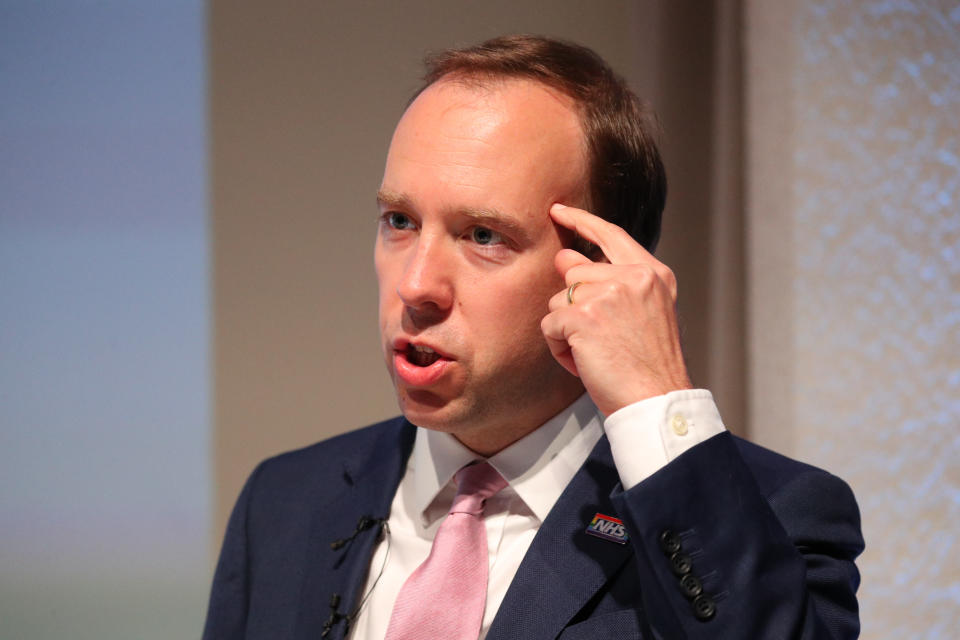 Health Secretary Matt Hancock delivers a speech on the future of the NHS at the Royal College of Physicians in central London.