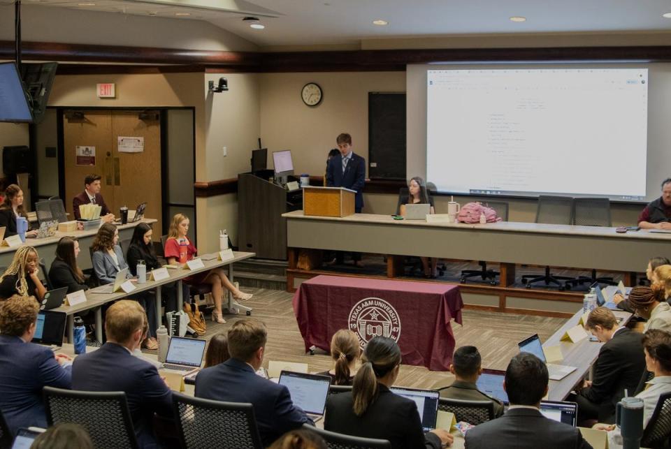 The Texas A&M Student Senate meets in College Station on Wednesday, Sept. 13, 2023.