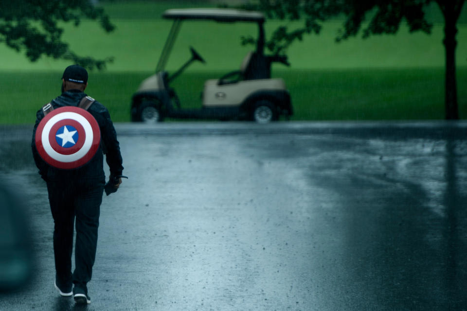 A man walks towards a golf cart at Trump National Golf Club August 13, 2018 in Bedminster, New Jersey. (Photo by Brendan Smialowski / AFP)        (Photo credit should read BRENDAN SMIALOWSKI/AFP via Getty Images)