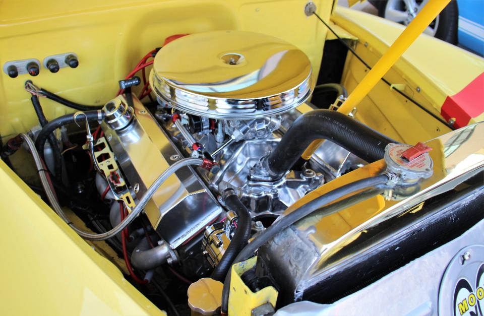 Under the hood of Percy Parsons' 1948 Sedan Delivery.