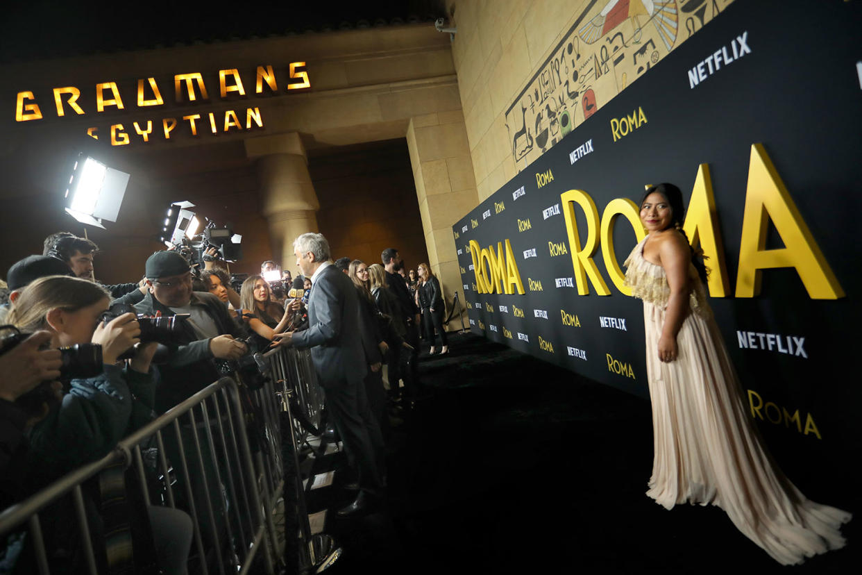 Yalitza Aparicio attends the Netflix ‘Roma’ Premiere at the Egyptian Theatre on December 10, 2018 in Hollywood, California.. (Photo by Rachel Murray/Getty Images for Netflix)