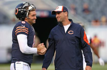 Smilin' Jay Cutler, potential top-5 QB at a dirt-cheap price. (Photo by Jonathan Daniel/Getty Images)