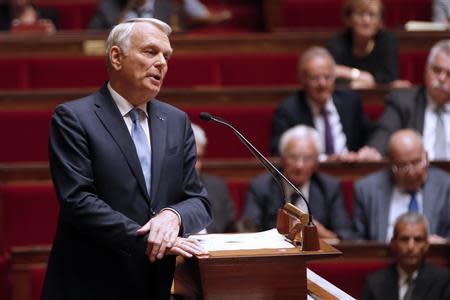 France's Prime Minister Jean-Marc Ayrault delivers his speech during a parliamentary debate on Syria at the National Assembly in Paris, September 4, 2013. REUTERS/Charles Platiau