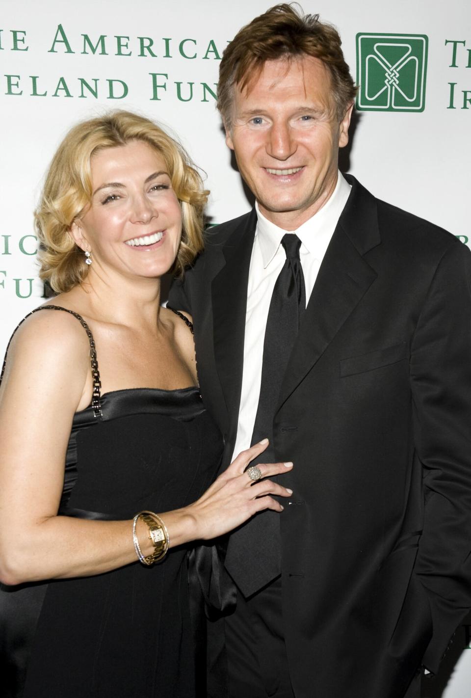 Liam Neeson and actress Natasha Richardson attend the 33rd Annual American Ireland Fund Gala at The Tent at Lincoln Center on May 08, 2008 in New York City