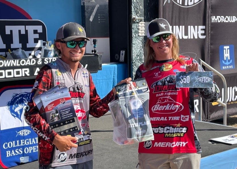 Nixa native Dylan Chambers, right, and Brock Bila are among the 26 anglers on the Drury fishing team.