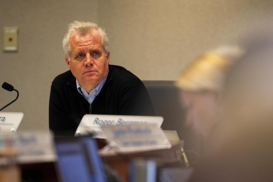 Commissioner Doug Zylstra participates in a meeting Tuesday, March 14, 2023, in West Olive.