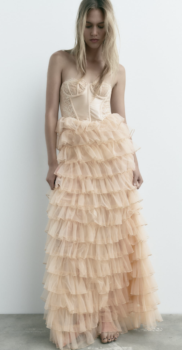Zara RUCHED TULLE CORSET DRESS