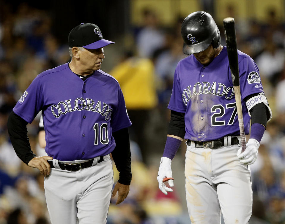 Trevor Story avoided a UCL tear and is expected to return from elbow inflammation within a few days. (AP)