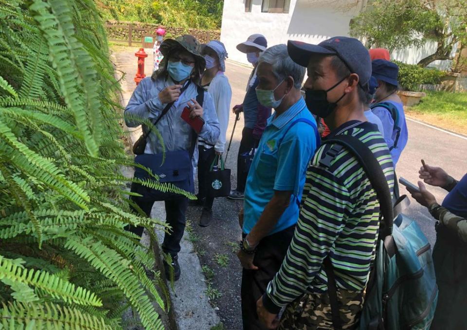 花蓮縣藥用植物協會昨日在鯉魚潭舉辦「認識在地中草藥戶外教學」，介紹隨處可見的中草藥其形態、特徵、習性及應用。(記者林有清攝)