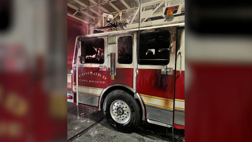 The fire truck damaged in Thursday morning’s fire. <em>(Credit: City of Concord)</em>
