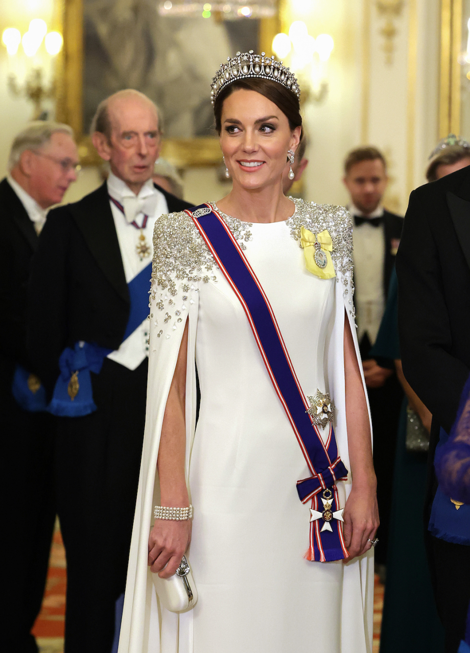 <p> The South African state banquet at Buckingham Palace in 2022 marked nearly three years without the duchess wearing a tiara. For the important occasion, she wore her favourite Lover's Knot Tiara - which was originally made by her husband Prince William's great-great-grandmother Queen Mary in 1913 from another tiara. </p>