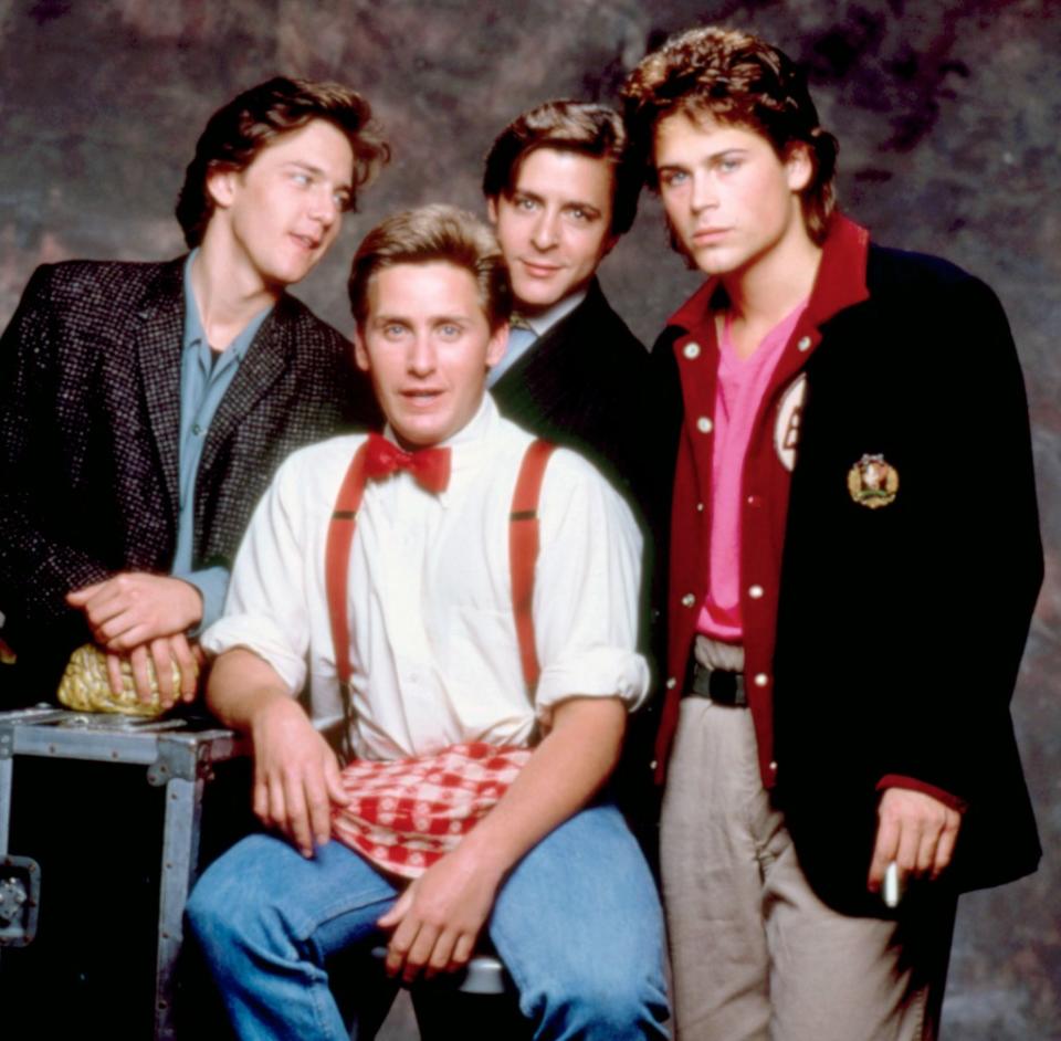 “St. Elmo’s Fire”: Andrew McCarthy (far left), Emilio Estevez, Judd Nelson and Rob Lowe. ©Columbia Pictures/Courtesy Everett Collection
