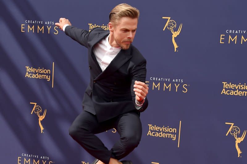 Derek Hough attends the Creative Arts Emmy Awards at the Microsoft Theater in Los Angeles in 2018. File Photo by Gregg DeGuire/UPI