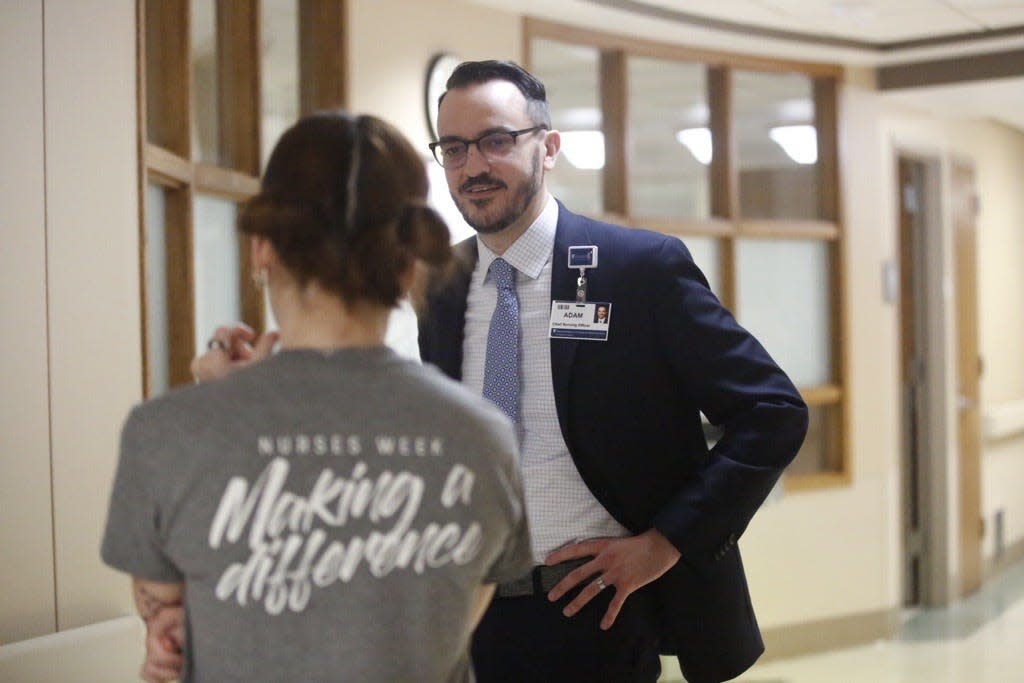 As the hospital's chief nursing officer, Adam Meier is the "voice of nursing and the health care team at St. Francis." Meier oversees about 600 nurses at the University of Kansas Health System St. Francis Campus.