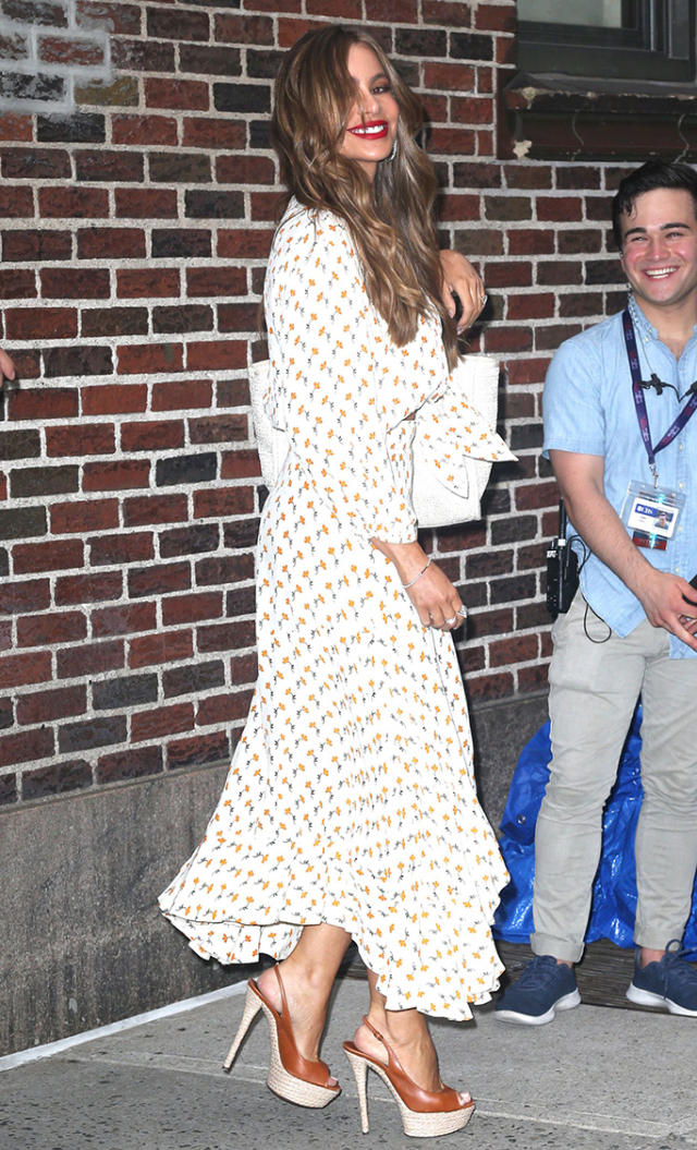 Sofia Vergara Elevates Tie-Dye Crewneck and Cropped Jeans With Studded  Platform Wedge Sandals for 'America's Got Talent' - Yahoo Sports