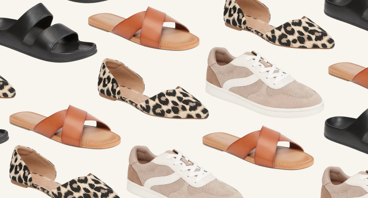 leopard prints flats, brown leather sandals, sneakers, old navy shoe sale, Save 50% off on shoes at Old Navy — but only for today! (Photos via Old Navy)