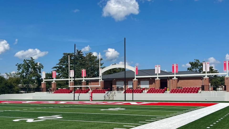 Corbin High School’s $9.3 million renovation to Campbell Field includes new construction in the east end zone that features elevated seating, a concourse area, new concessions and new restrooms.