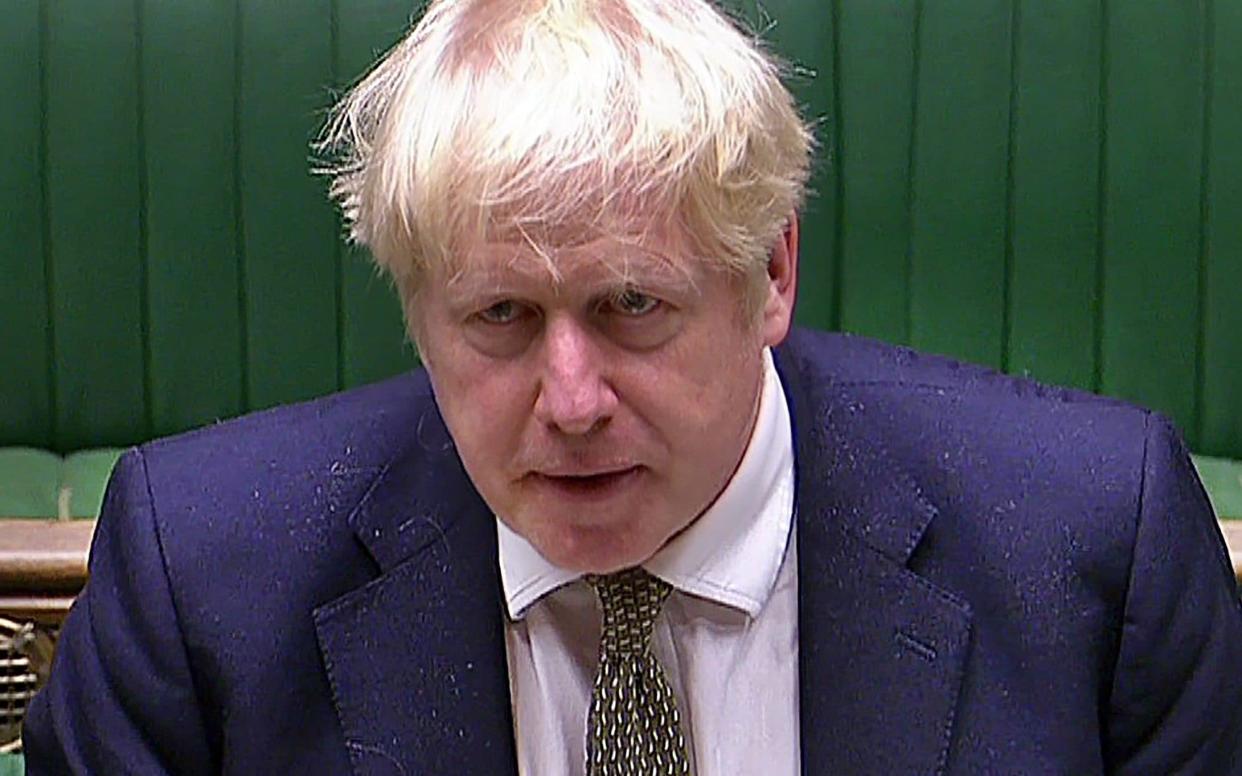 Viewers became concerned after Boris Johnson was spotted with strands of hair on his suit jacket  - Pixel8000