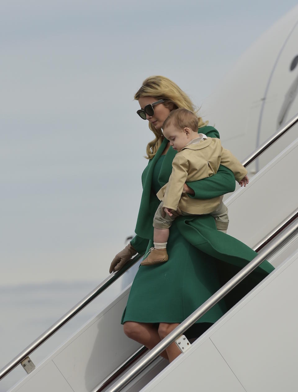 <p>Ivanka arrives in Washington, D.C. on Thursday, holding her son Theodore.</p>