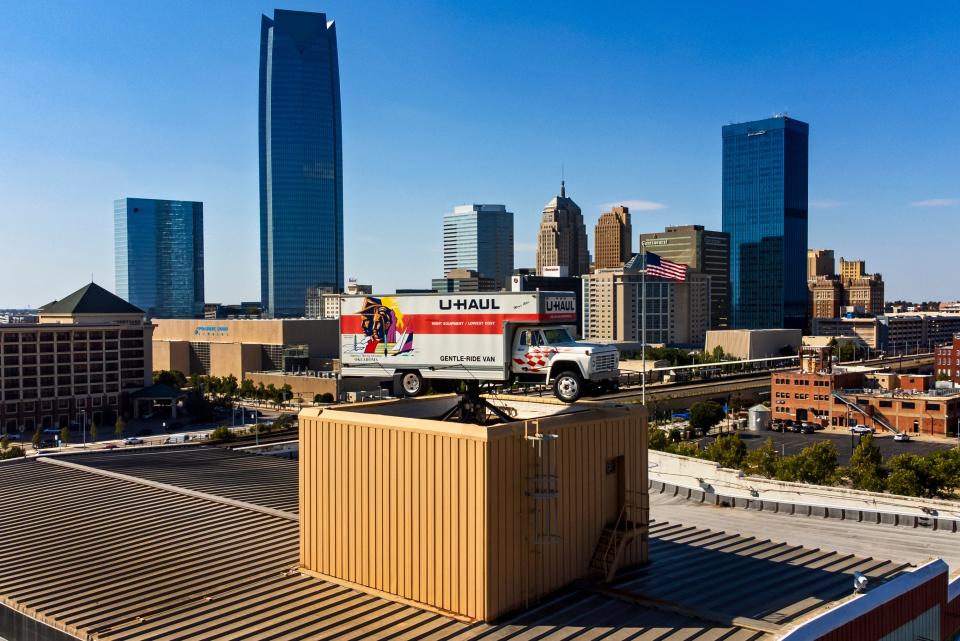 The U-Haul truck on top of the U-Haul facility at 100 SE 2 in Oklahoma City is pictured Friday, Sept. 23, 2022.