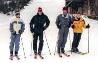 <p>Zara, far left, never shied away from showing off her athletic abilities. Here, she's pictured on the slopes with Prince William, Prince Charles, and Prince Harry on the family's annual skiing trip to Switzerland. </p>