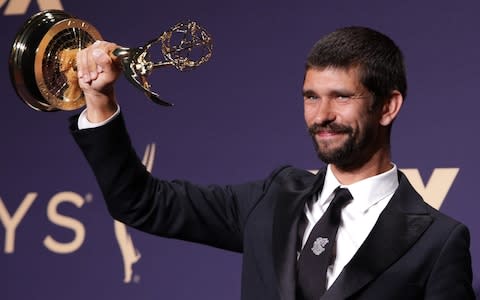 Ben Whishaw poses backstage with his Outstanding Supporting Actor in a Limited Series or Movie for "A Very English Scandal". - Credit: Reuters