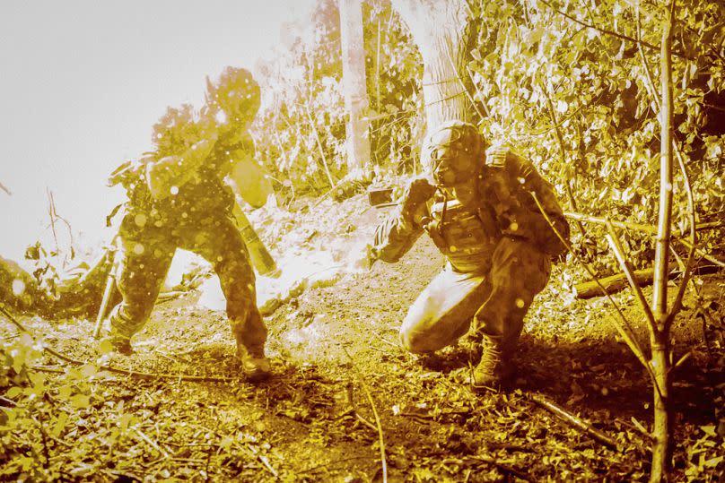 Ukrainian soldiers fire 120 mm mortar towards Russian position on the front line at Chasiv Yar in Donetsk region, 21 June 2024