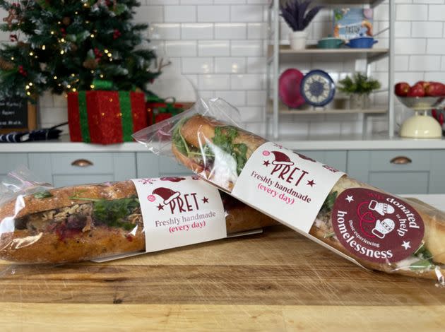 Pret's Christmas Lunch Baguette (left) and Beet Wellington Baguette (right)