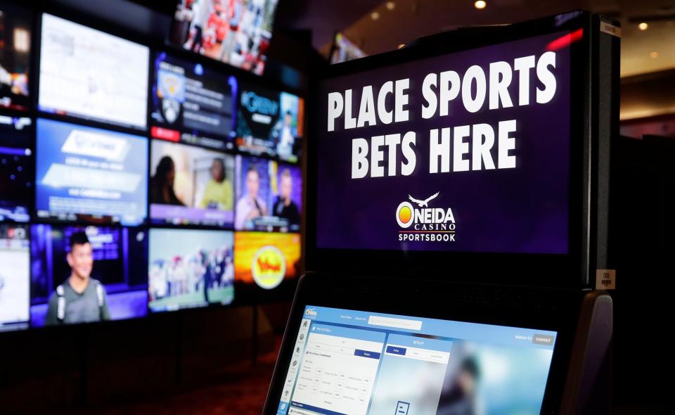 Oneida Casino opens its sports betting operation on Nov. 30, 2021, in Ashwaubenon, Wis.