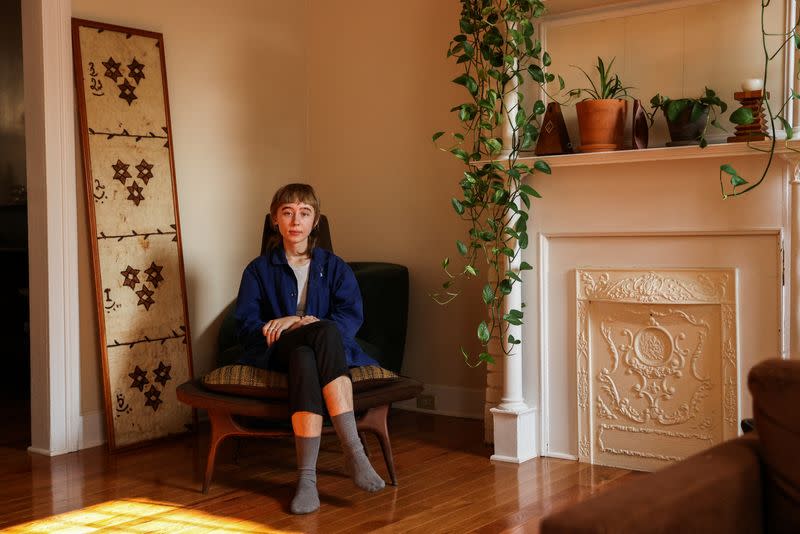 Maeve Kozlark poses for a portrait at her residence in New York