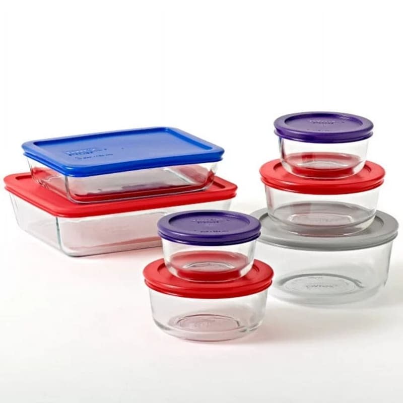 Pyrex Simply Store Glass Storage Container Set with Lids, 14 Piece