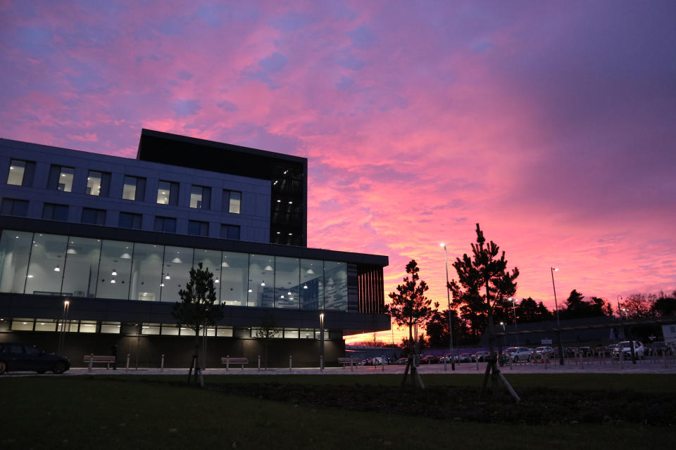 CWMBRAN, WALES - NOVEMBER 16: A general view of the early morning start at the Grange University Hospital, where the photographer works transporting non-emergency patients, on November 13, 2020 in Cwmbran, Wales. The £350m hospital will provide services including accident and emergency, intensive care and major surgery to patients living across Gwent and south Powys in South Wales. It has opened 4 months ahead of schedule, as the NHS faces a second wave of coronavirus cases. (Photo by Huw Fairclough/Getty Images)