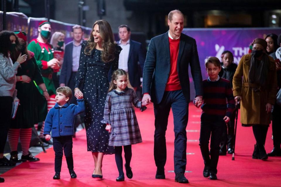 <p>The Cambridges made a <a href="https://www.townandcountrymag.com/society/tradition/a34945223/prince-george-princess-charlotte-louis-london-palladium-appearance/" rel="nofollow noopener" target="_blank" data-ylk="slk:surprise red carpet appearance;elm:context_link;itc:0;sec:content-canvas" class="link ">surprise red carpet appearance</a> at the London Palladium for a special performance of the pantomime <em>Pantoland</em> being held for an audience of frontline workers and their families. </p>