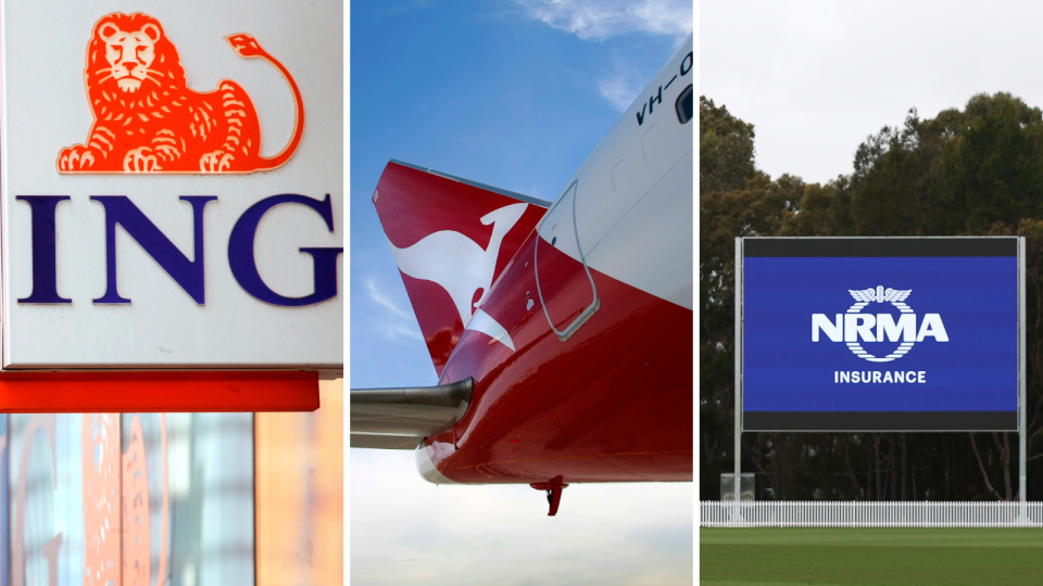 A composite image of the logos for ING, Qantas and NRMA.