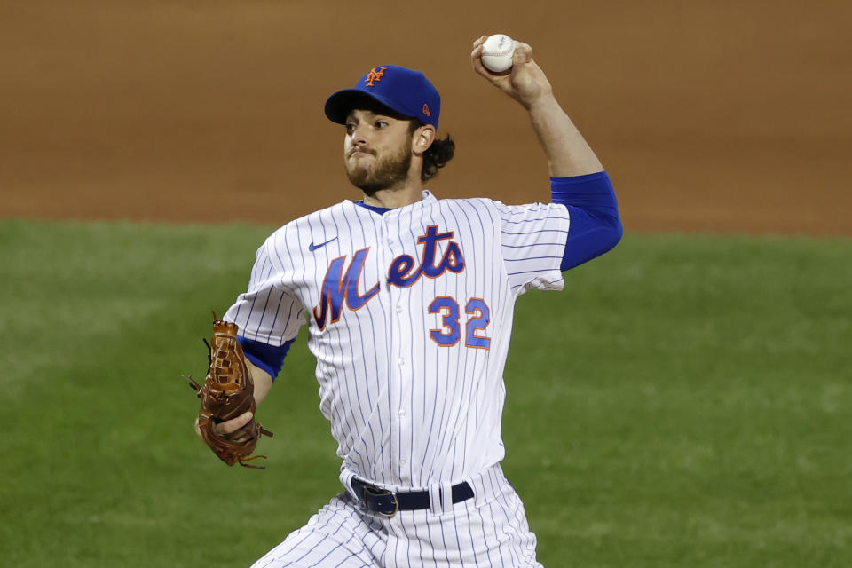 New York Mets pitcher Steven Matz delivers during the first inning of a baseball game against the Atlanta Braves, Friday, Sept. 18, 2020, in New York. (AP Photo/Adam Hunger)