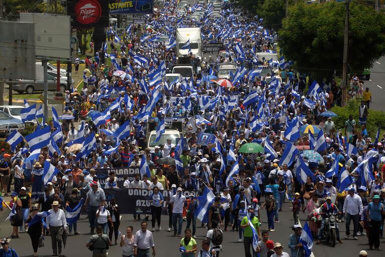 Manifestación opositora en Managua, el 21 de julio de 2018