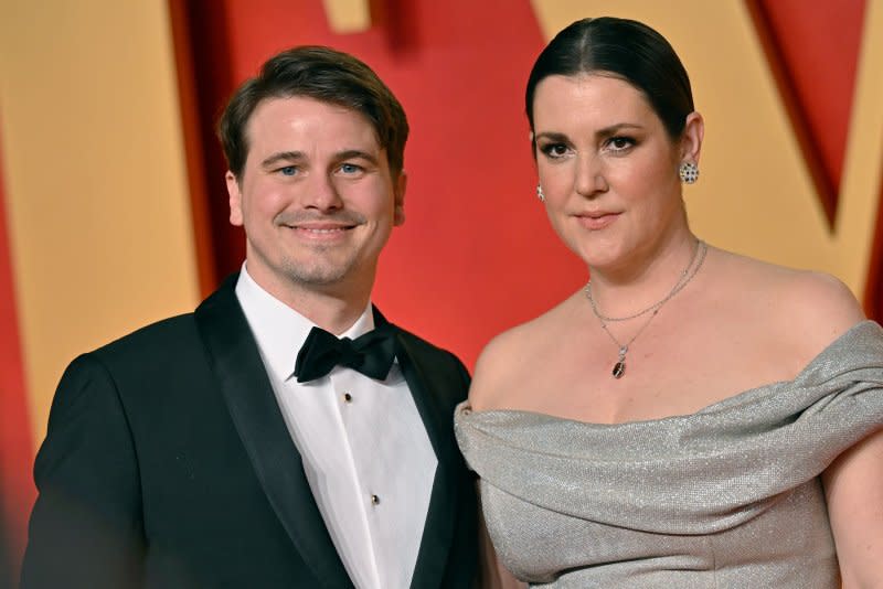 Jason Ritter (L) and Melanie Lynskey arrive for the Vanity Fair Oscar Party at the Wallis Annenberg Center for the Performing Arts in Beverly Hills, Calif., on March 10. File Photo by Chris Chew/UPI