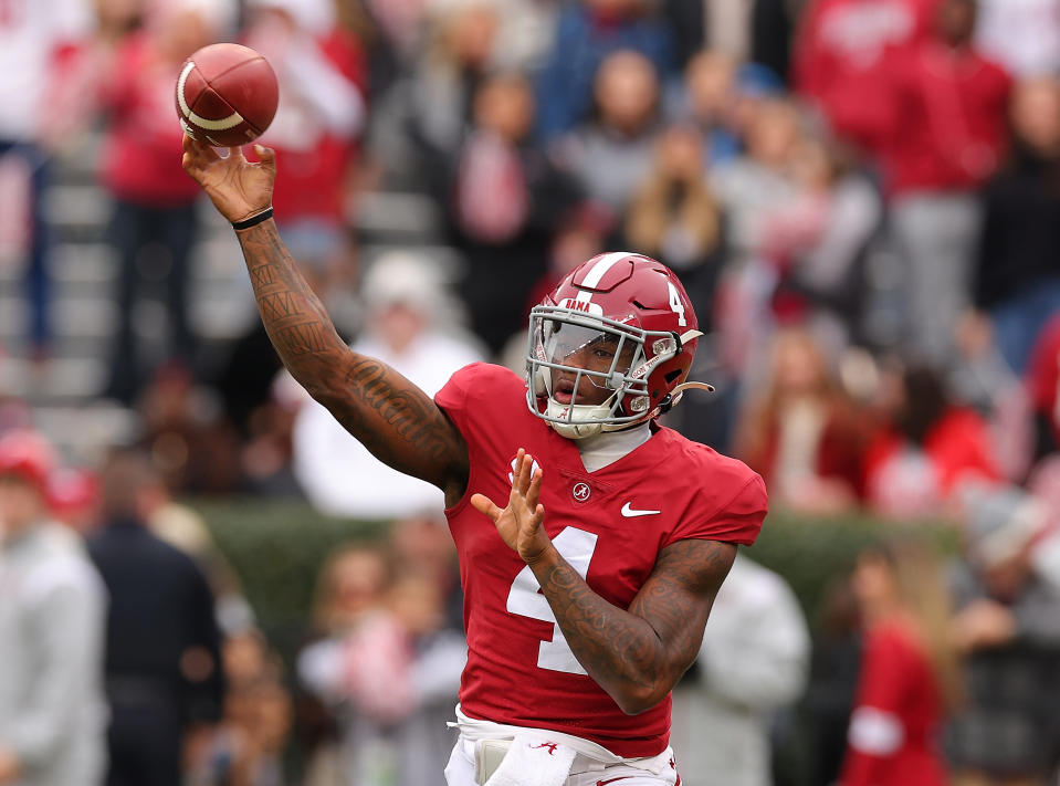 Jalen Milroe will reportedly open the season as Alabama's starting quarterback. (Photo by Kevin C. Cox/Getty Images)