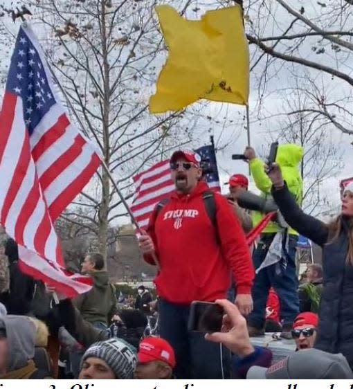 A photo shows Michael Oliveras of Lindenwold at the Jan. 6, 2021, U.S. Capitol riot.