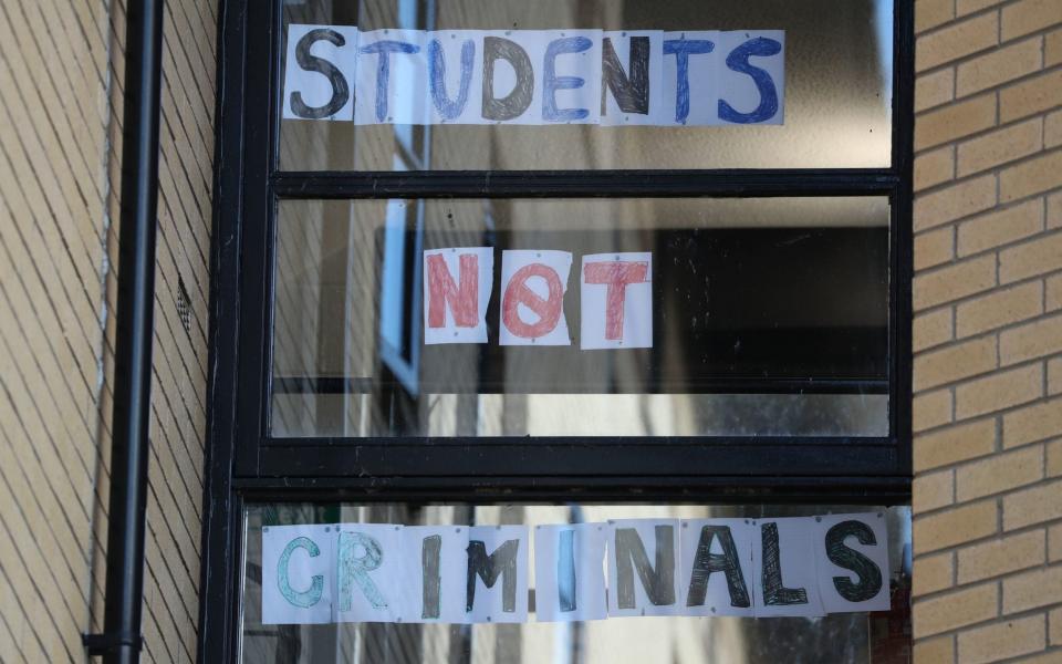 A sign at Murano Street Student Village in Glasgow - PA